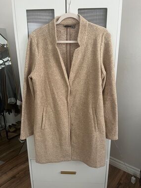 Vero Moda Beige Open-Front Wool-Blend Trench Coat